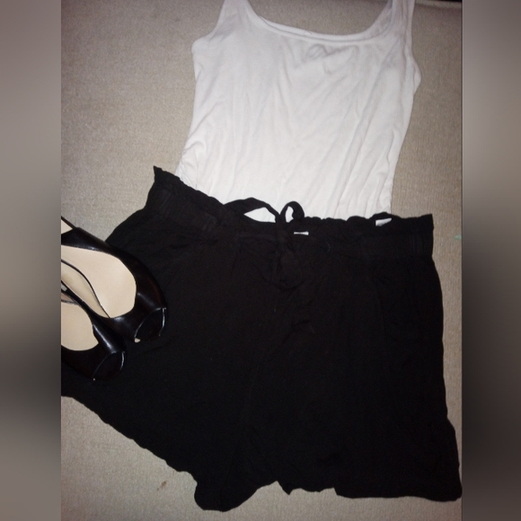 Maurices Pants - Maurices Black Elastic Waist, Paperbag, Shorts, Size XL